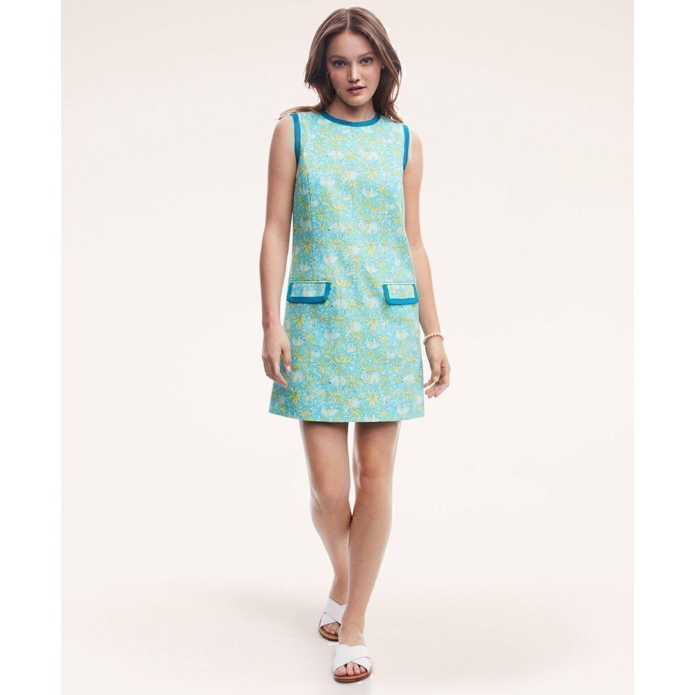 Brooks Brothers Cotton Vintage Lamb Print Shift Dress Size 0